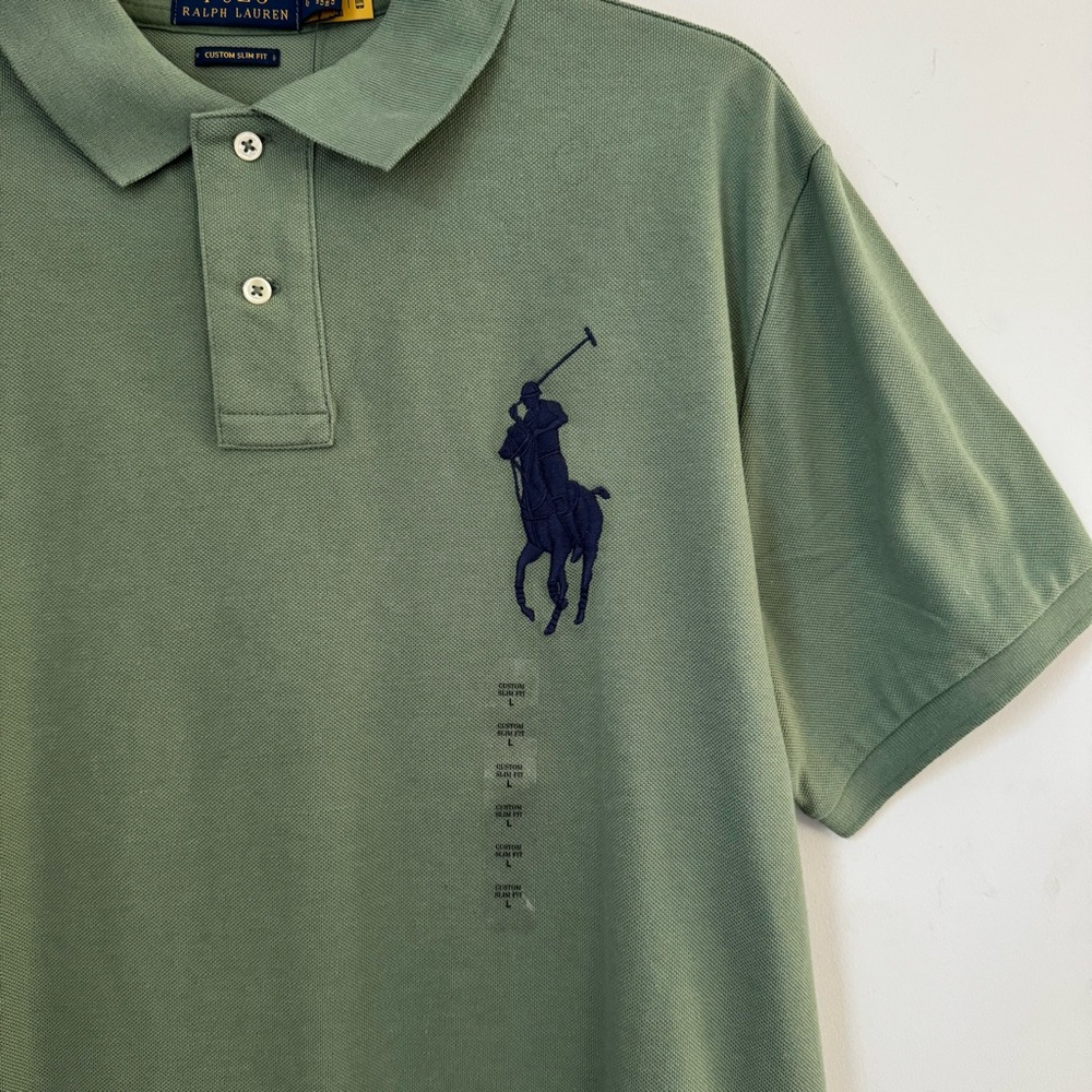 Ralph Lauren Sage Polo with Navy Logo - Picture 3 of 6